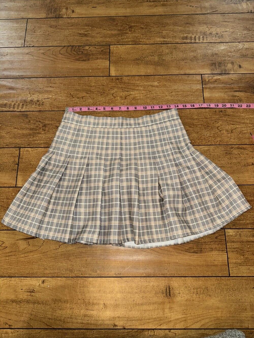 High Waisted Plaid Mini Skirt Size 28in Gray